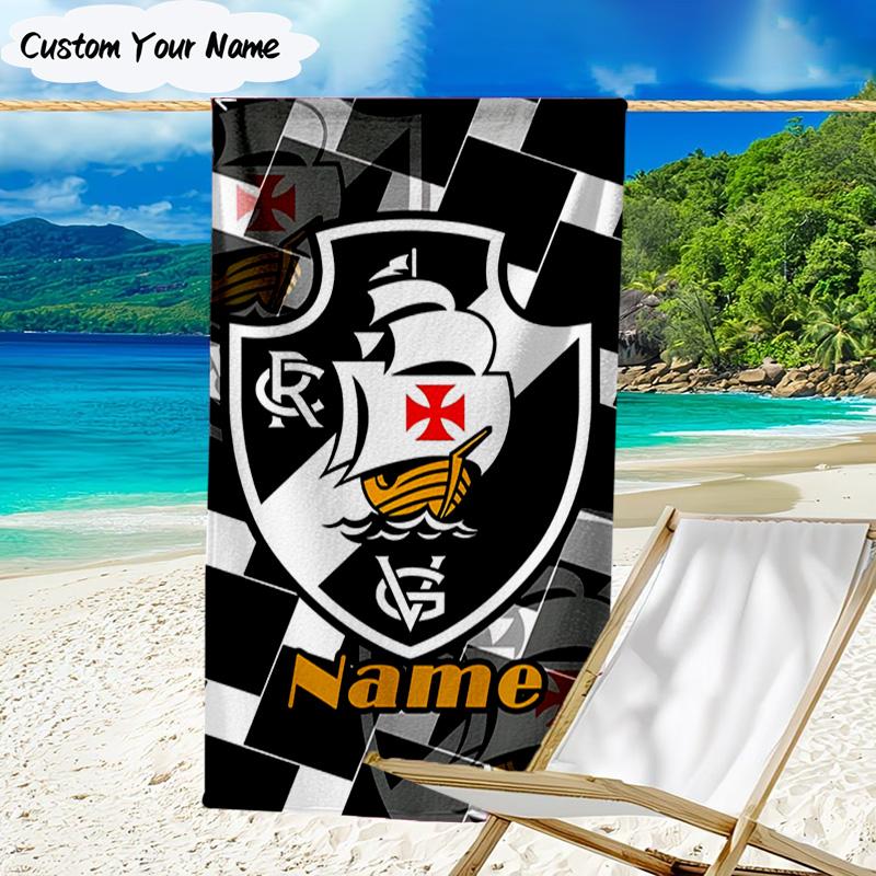 1PC Custom Name Beach Towel Vasco da Gama Crest Beach Towel, Suitable for Camping, Travel, Beach Accessories, Super Absorbent, Family Gift