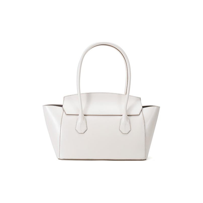 Bally Solid Color Design Embossed Cowhide Tote Shoulder Bag Women Bags Bone-White SANDAH-63