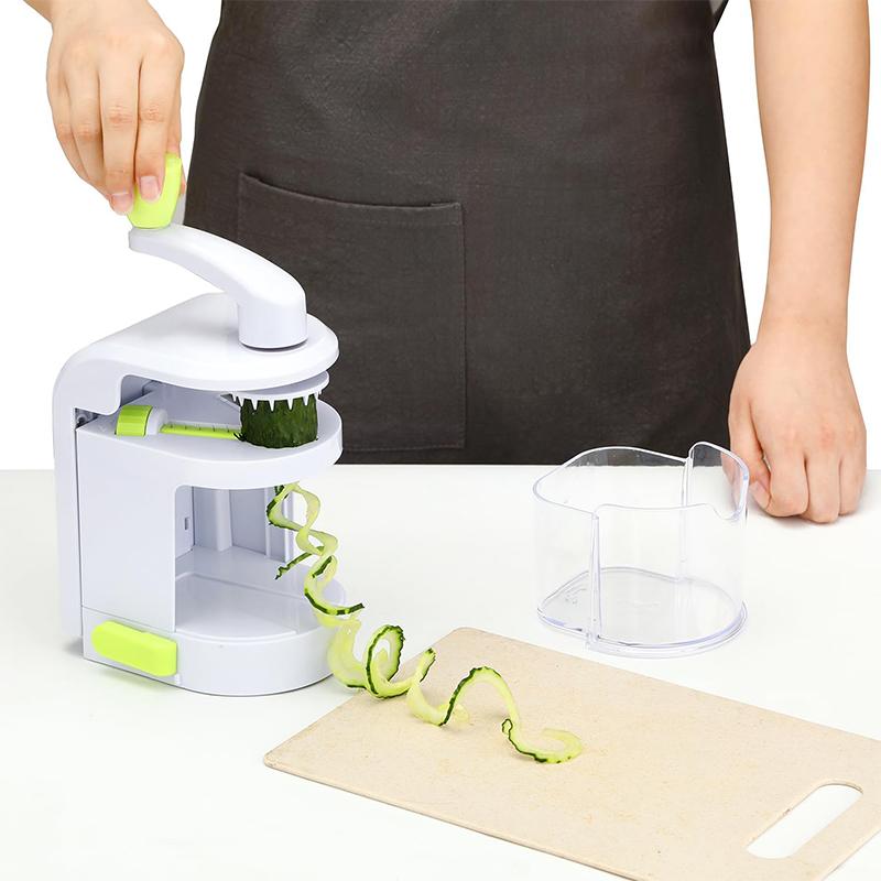 LMETJMA 4 In 1 Spiralizer Vegetable Slicer Rotating Blades Veggie Spiralizer Cutter Zucchini Spiral Noodle Maker JT321