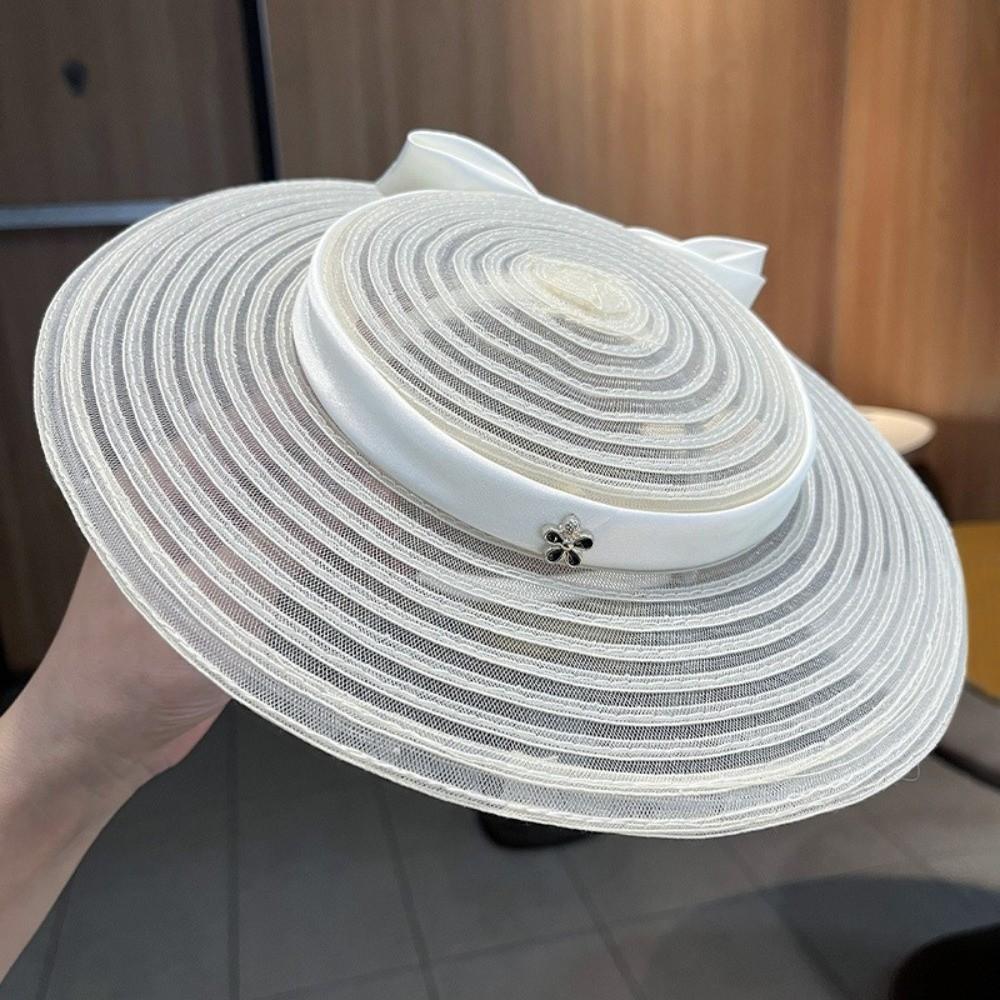 Elegant Wide Brim Fascinator Sun Protection Mesh Fascinator Fashion Kentucky Hat Women’s