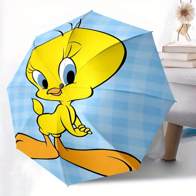 Looney Tunes Tweety Bird Automatic Open/Close Umbrella   Compact Travel Umbrella, 8 Rib Heavy Duty Construction, Ideal Gift, 126
