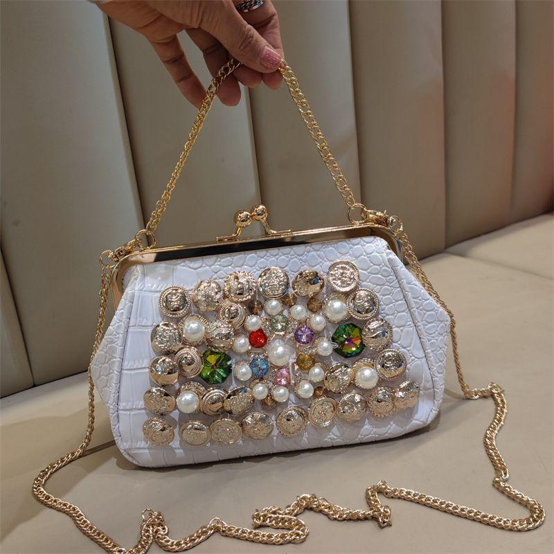 Сумка для ужина Charm Socialite Diamond Studded 2025 New Sweet Handheld Chain Shoulder Bag