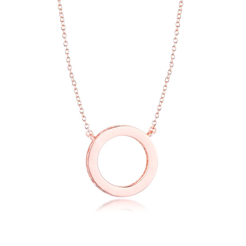 Сверкающий кулон в виде круга из розового золота, ожерелье из стерлингового серебра 925 пробы, ожерелья для женщин, модные украшения, Collier Femme