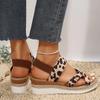 Женские босоножки на танкетке с леопардовым принтом Lucyever, удобные босоножки на платформе для женщин, повседневная летняя обувь с открытым носком, Mujer