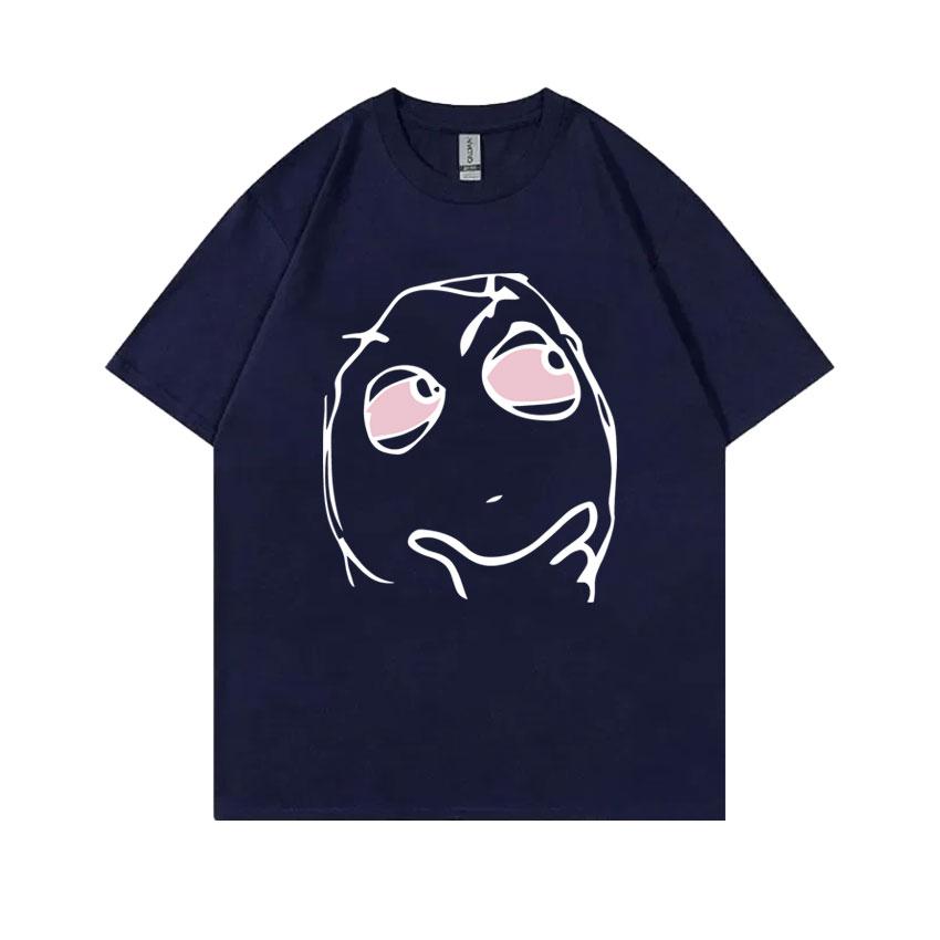 RAGE GUY Забавная футболка-мем Манга Лицо тролля Будь мной Задумчивые красные глаза Лицо высокой реакции Футболка Мужская Женская Хлопковая футболка оверсайз