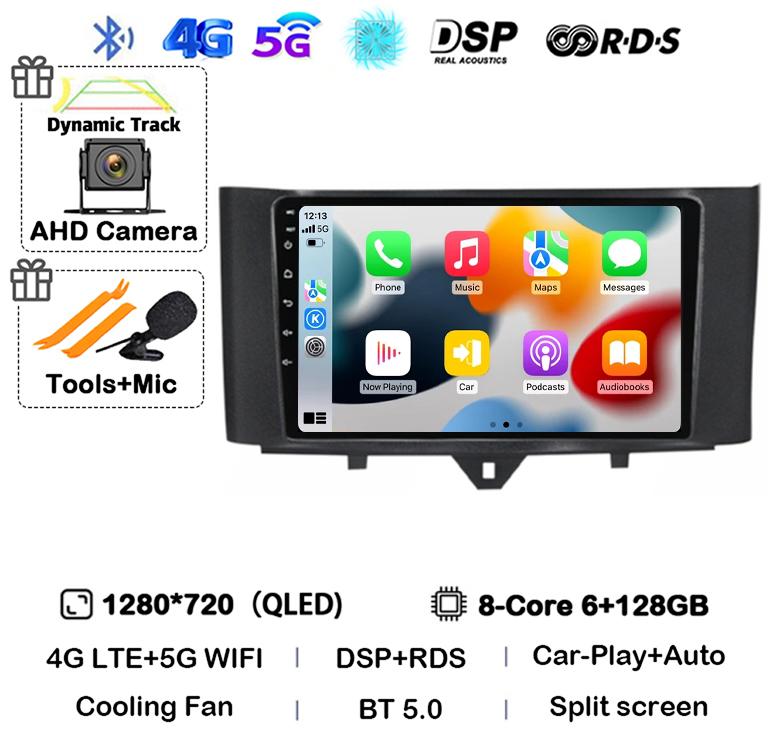 Android 14 Carplay автомобильное радио для Mercedes Benz Smart Fortwo 2006 -2011 2012 2013 2014 2015 мультимедийный видеоплеер GPS стерео 4G