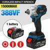 388vf Brushless Cordless Electric Impact Wrench 1/2inch Power Tools 15000Amh Li Battery +LED Light Adapt To Makita 18V Battery