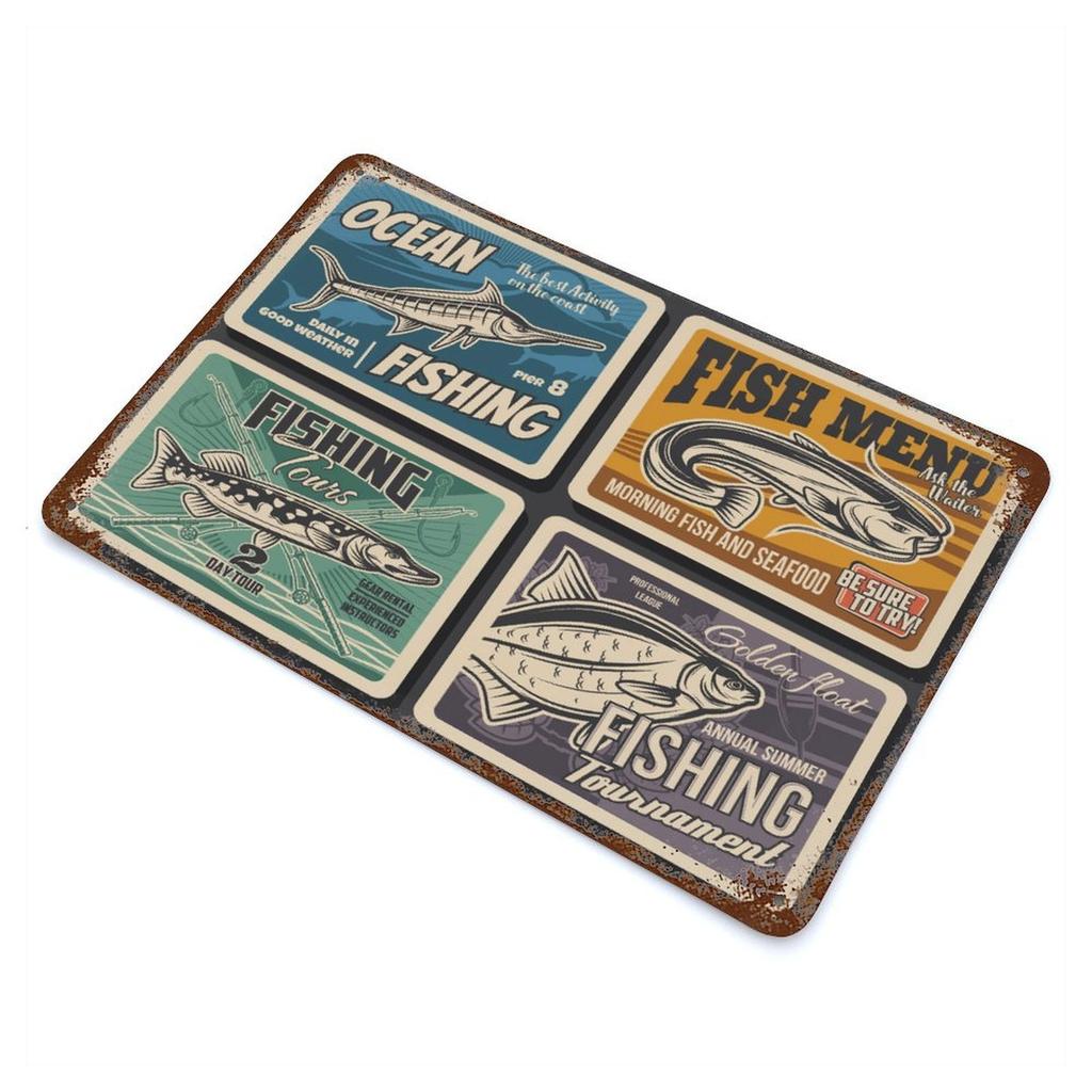 1-Pack Distressed Vintage Wall Plaque, 20×30cm and 30×40cm, Rusted Metal Decor for Kitchen, Cafe, Lobby or Study