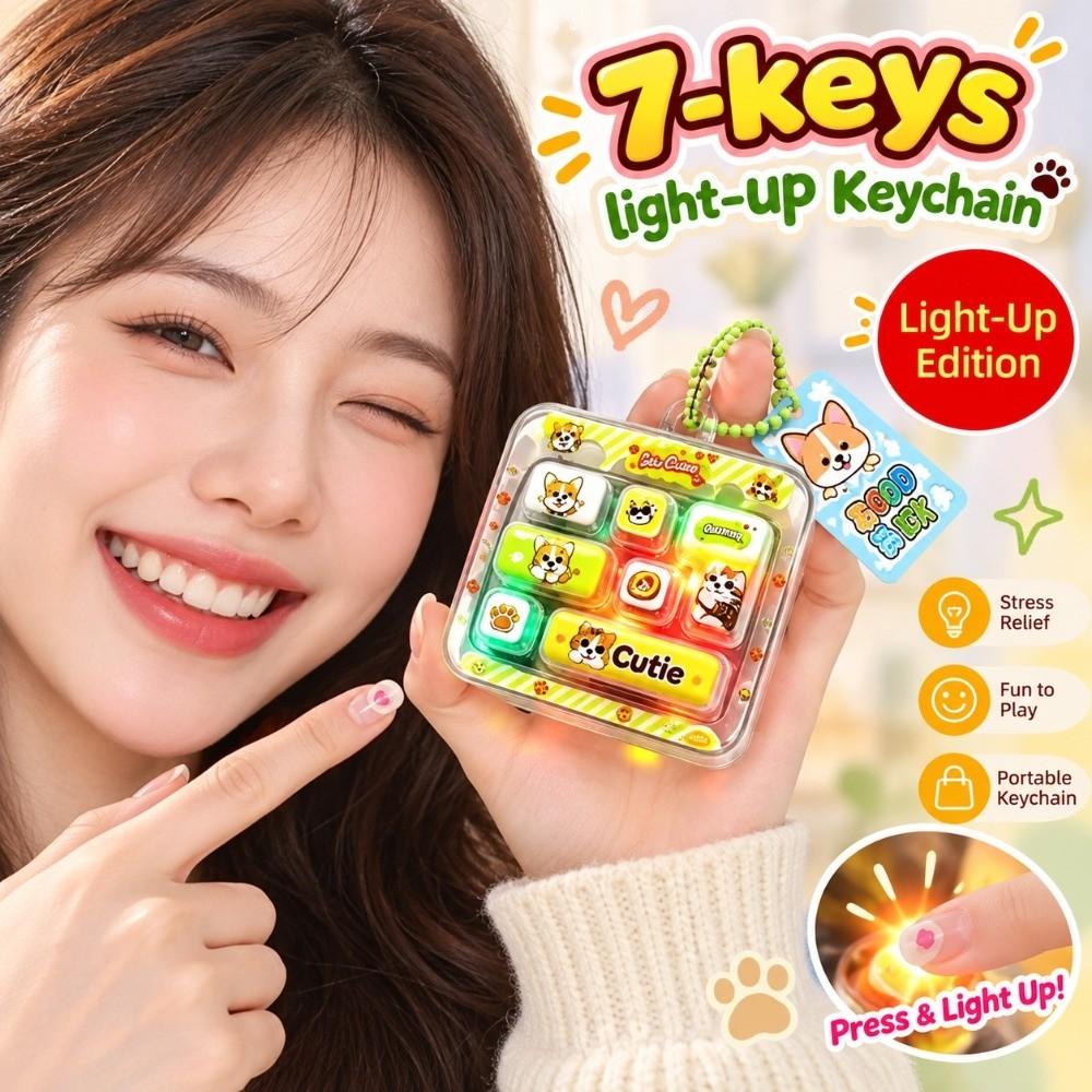 Cute Design Decompression Button Toy 7-Key Keyboard Keychain Kids Bag Pendant