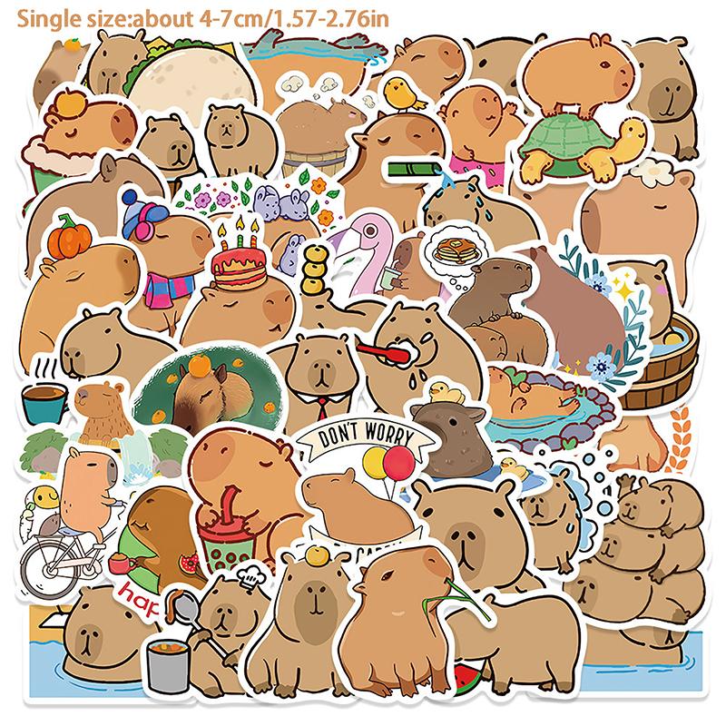 50 шт. милые мультяшные животные наклейки капибара детский подарок для ноутбука багажа телефона ноутбука водонепроницаемые граффити велосипедные наклейки