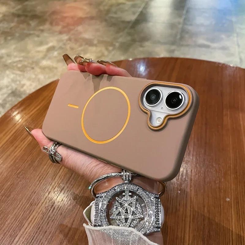 Роскошный матовый чехол из твердого ПК для iPhone 16 Pro Max 14 15 Plus 12 13 15 pro max, магнитный чехол-накладка для беспроводной зарядки