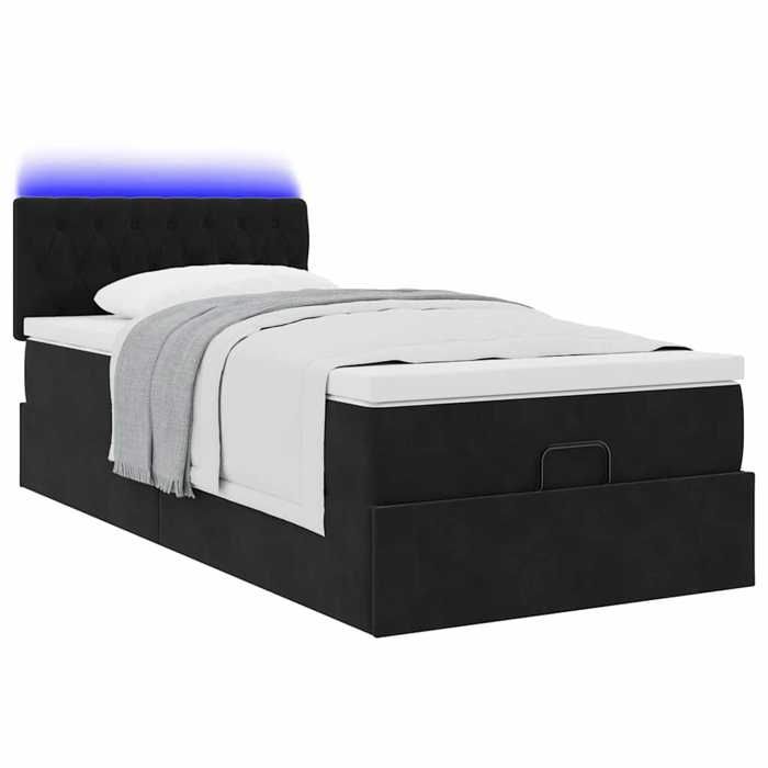 Maison Exclusive - Lit ottoman avec matelas et LED noir 80x200cm velours