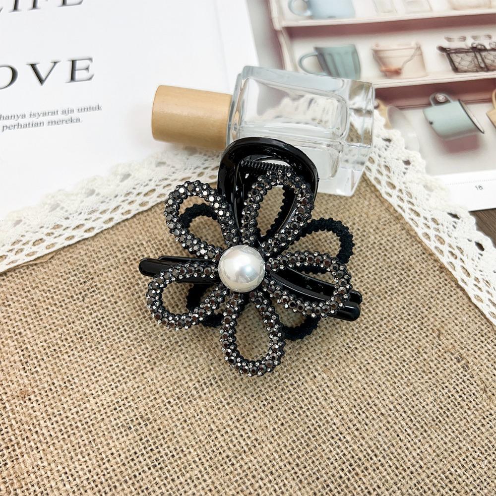 Rhinestone Shark Clip Zircon Shiny Hair Claw Creative Flower Pearls Shark Clip Party