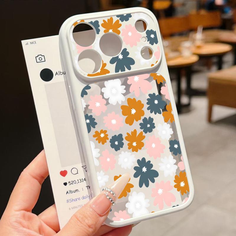 Чехол с принтом цветов ромашек для iPhone 17 Pro Max Для iPhone 16 15 14 13 Pro Max Роскошный Гибридный TPU+PC Прозрачная задняя панель Жесткая крышка