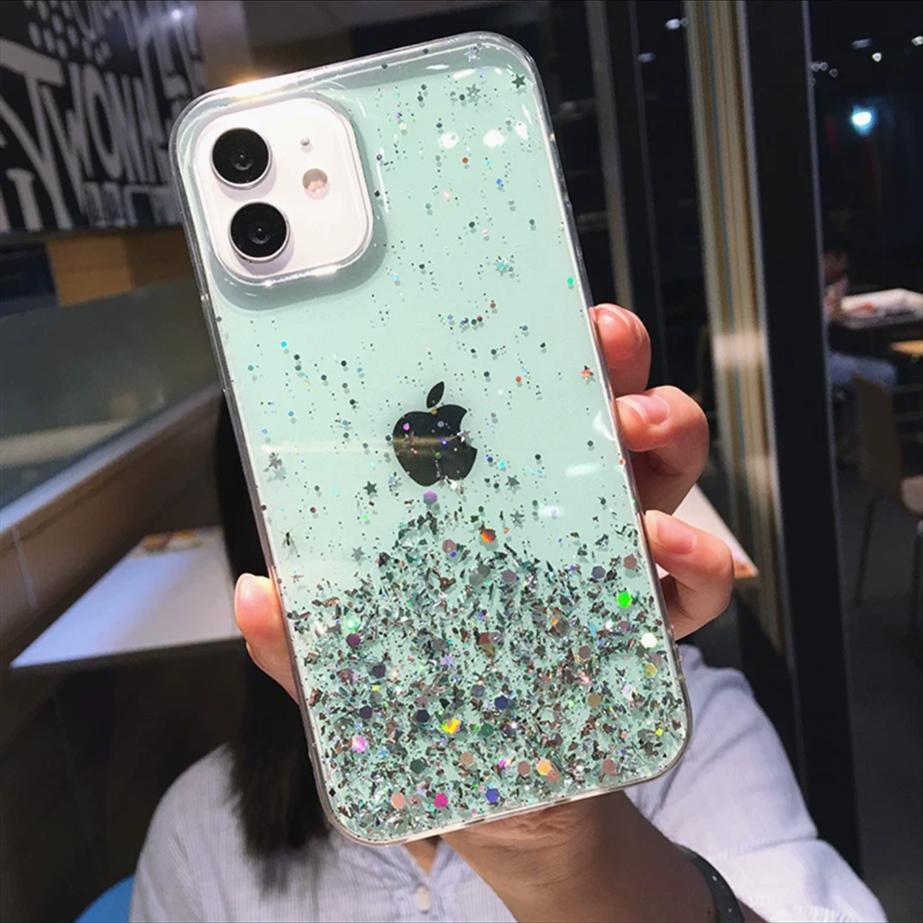 Роскошный Фиолетовый Чехол для Телефона со Стразами и Блестками для Iphone 16 Pro Max 15 14 13 12 11 Xr Xs 7 8 Plus Модный Ударопрочный Мягкий Чехол