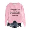 Women's Fashion Round Neck Pullover Top Long Sleeve Tee Printed Sweatshirt