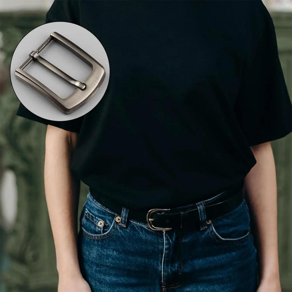 40mm Zinc Alloy Men's Casual Belt Buckle End Bar Heel Bar Buckle Single Pin Half Buckle for Leather Craft Jeans Webbing