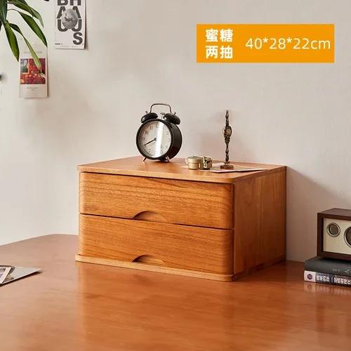 Multi-layer Desktop Storage Boxes Wooden Drawer File Boxt Computer Heighten Rack Solid Wood Debris Storage Cabinet Organizer