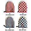 1PCS Kitchen Baking Oven Gloves High Temperature Resistant Thicken Cotton Dot Stripe Hanging Home Gloves for BBQ Baking Cooking