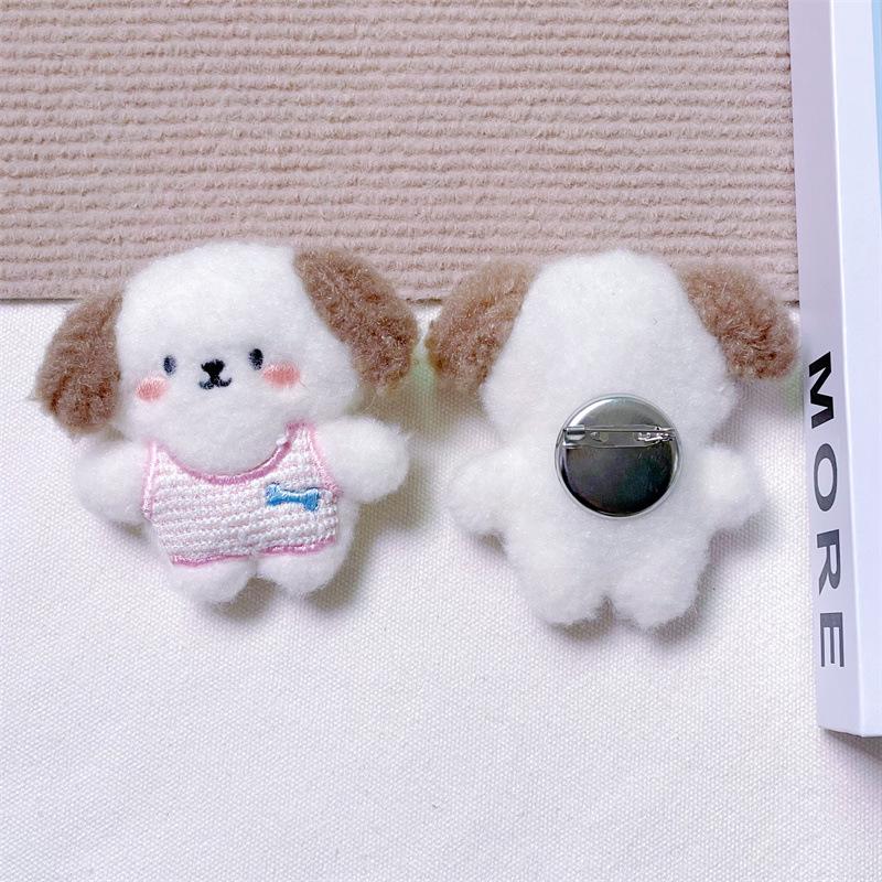 Брелок-подвеска в виде плюшевого мультяшного щенка с пищащим звуком, костью, креативной брошью и аксессуарами для волос