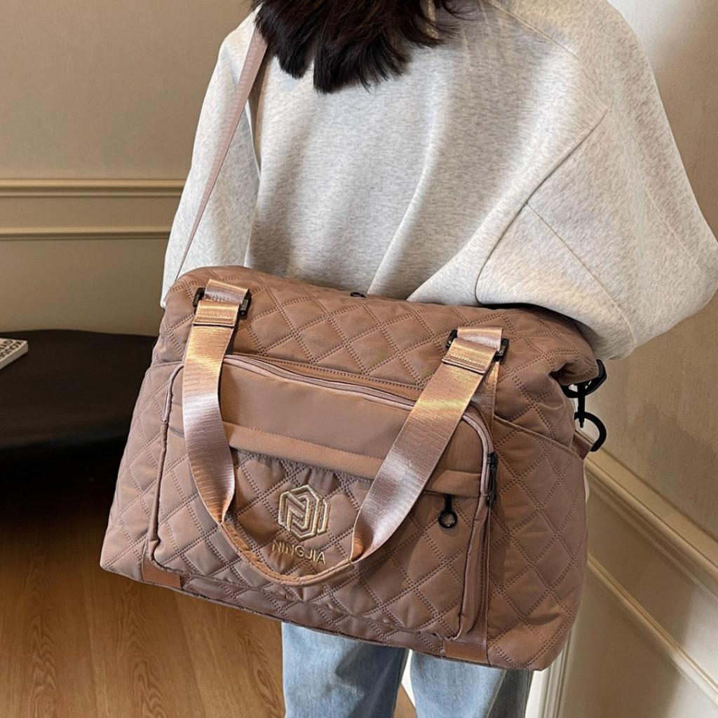 Женская модная спортивная сумка для фитнеса с ромбовидным узором и отделением для влажных и сухих вещей, для игр на открытом воздухе, повседневная ручная сумка-рычаг для багажа