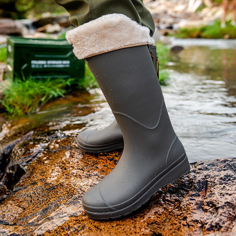 Модные водонепроницаемые резиновые сапоги для женщин, высокие, повседневные, универсальные, приливные резиновые сапоги, дождевая обувь, уличные сапоги, нескользящая обувь