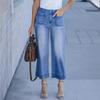 Elasticity Water Washing Jeans Women's Spring and Summer Fashion High-waisted Wide-leg Pants Jeans