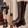 Но ботфорты на толстой подошве женские 2025 осень взрыв новинка длинный голенище ретро стиль высокое голенище женские рыцарские сапоги женские сапоги