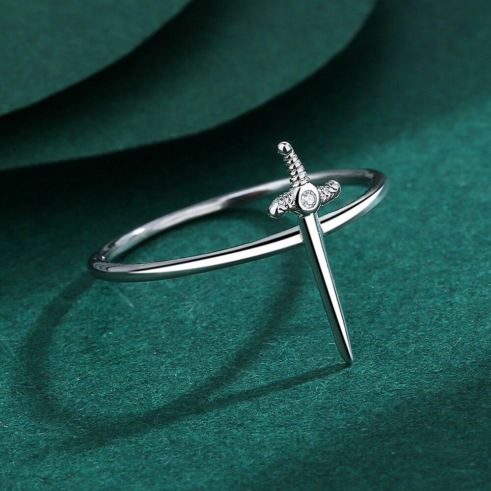 Креативные 18-каратные золотые, серебряные парные кольца с крестом и мечом для женщин, круглые полные бриллианты, оригинальные стерлинговые серебряные ювелирные изделия в подарок на свадьбу