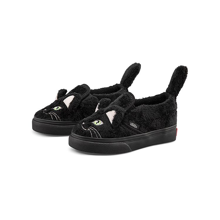 Vans Детские кроссовки без шнуровки на липучке Cat для малышей, черные, чисто-белые VN0A4VJL6BT