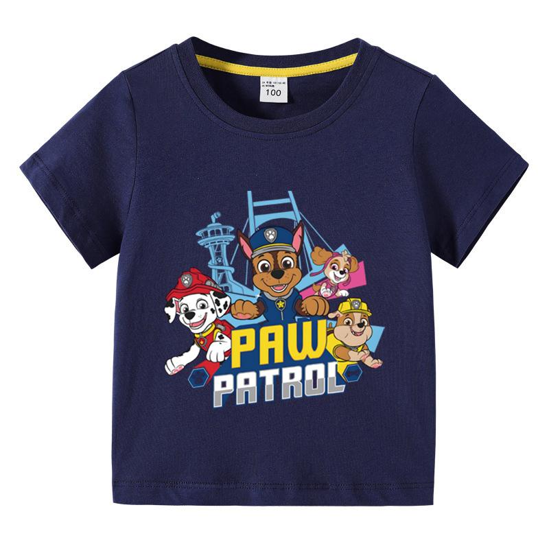 Paw Patrol Kids Clothing Tees Summer Printed Cartoon Fashion Short Sleeve Boys T-shirt Popular Design Children's Tshirt Crewneck