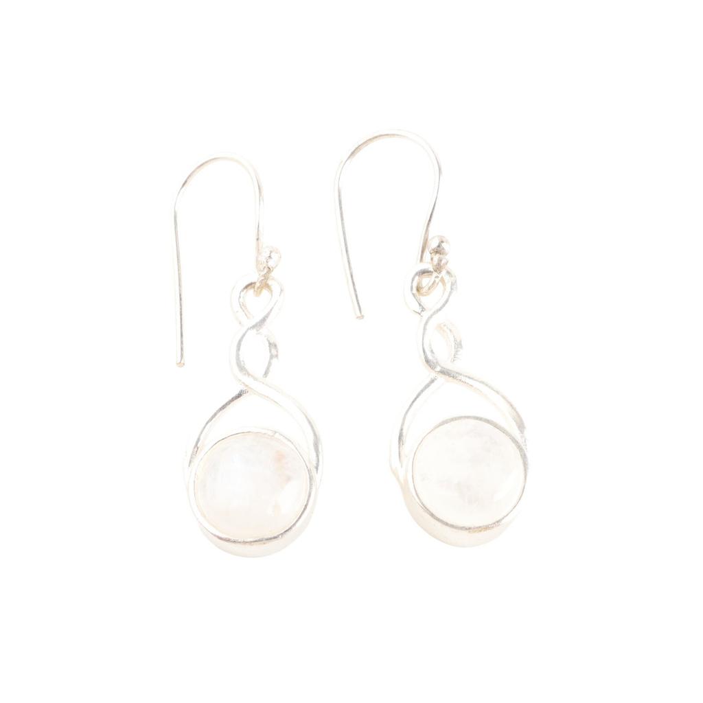 Серьги-подвески из стерлингового серебра 925 пробы с радужным лунным камнем с голубой иризацией 1,68" CE-15-36