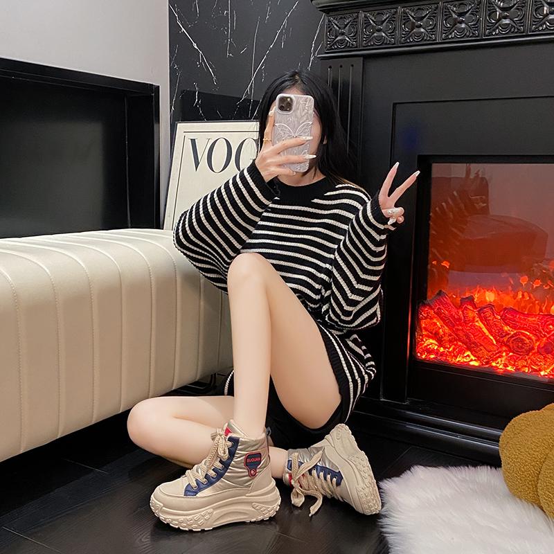 TUINANLE Женские ботильоны зимние плюшевые теплые высокие кроссовки для женщин прогулочные кроссовки нескользящие на открытом воздухе