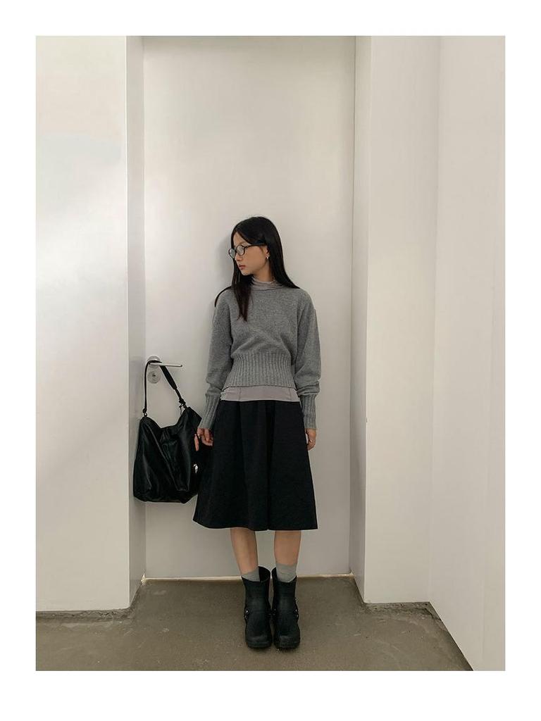 EVERTURE Женский облегающий топ с длинными рукавами и воротником-стойкой, осенний корейский стиль