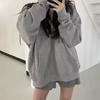 Solid Color Zipper Hooded Sweater Women's Autumn and Winter All-match Loose Cardigan Top Thickened Plus Velvet Jacket