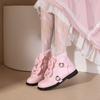 Зимние теплые флисовые меховые милые туфли в стиле Лолиты с бантом женские ботильоны для косплея Kawaii Princess Platform Girl Botas Plus Size 42 43