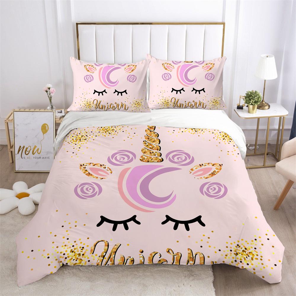 Комплект постельного белья с 3D принтом единорога, комплект постельного белья одного размера, высококачественный полиэстер, декор для детской спальни