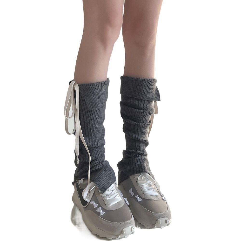Ribbon Bow Leg Cover Stockings Solid Color Feet Covers New Leg Wraps Socks  Women And Girls