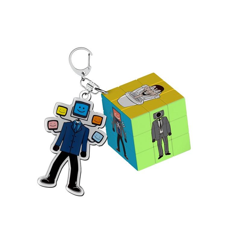 Новая подвеска-магический кубик Skibiditoilet с УФ-печатью высокой четкости Отличный подарок для детей 4-6 лет)