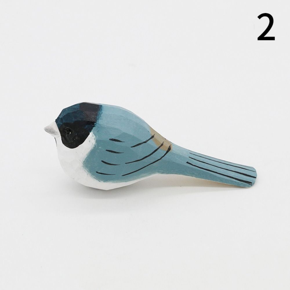 Handmade Small Bird Ornament Cute Wooden Bird Figurine Creative Wood Carving Bird Children's Toys