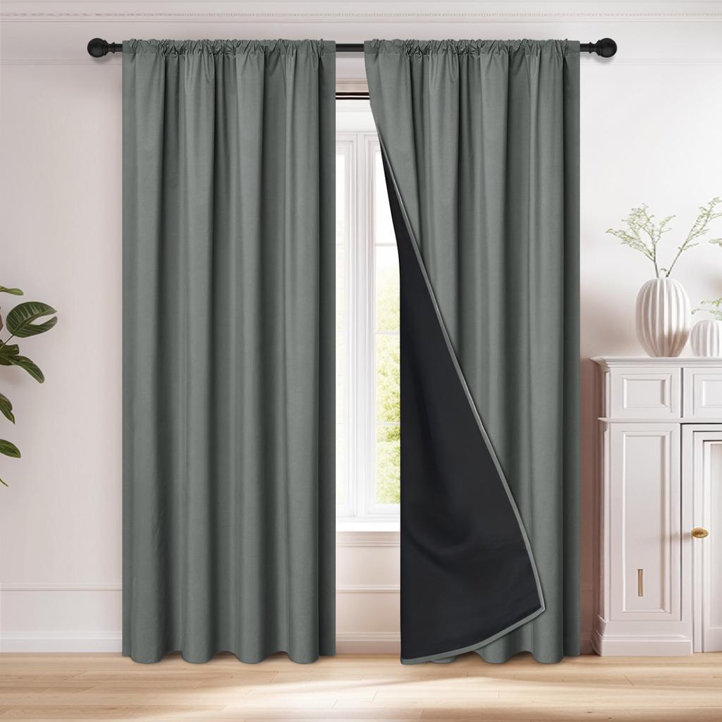 2pcs Modern 100% Blaclout Curtains with Rod Pocket, Window Curtains for Living Room, Bedroom, Kitchen, Bathroom, Home Decor