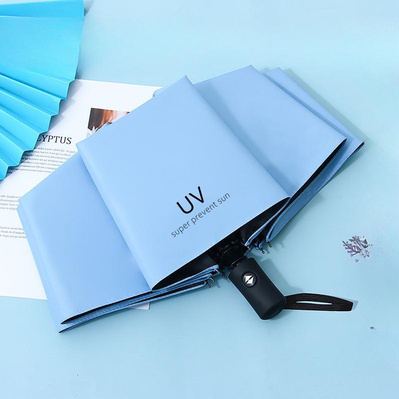 Fully Automatic UV Umbrella Threefold Sun Protection Umbrella Rain or Shine Umbrella Manual Folding Vinyl Sun Umbrella for Women