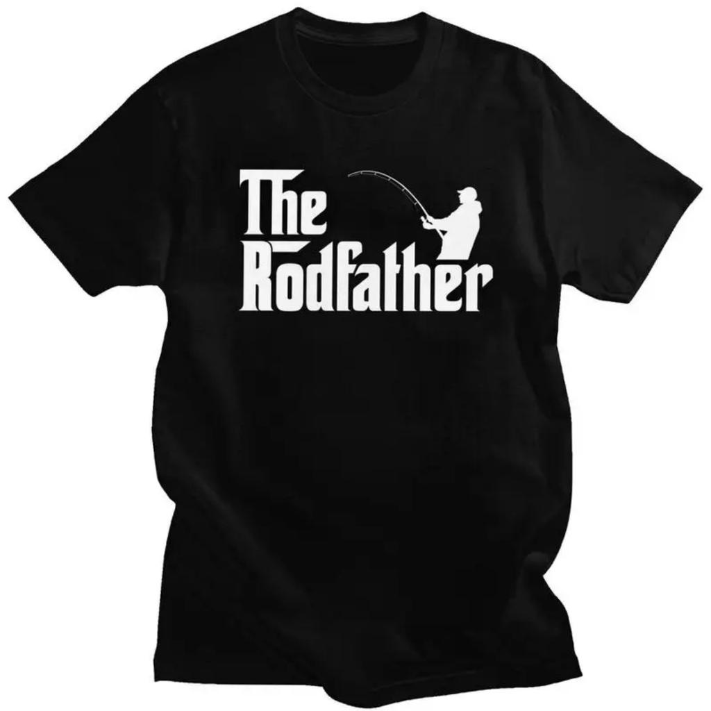 Мужские футболки с коротким рукавом The Rodfather Fishing, футболка для рыбака, подарок рыбаку, повседневная футболка, 100% хлопок, приталенная футболка