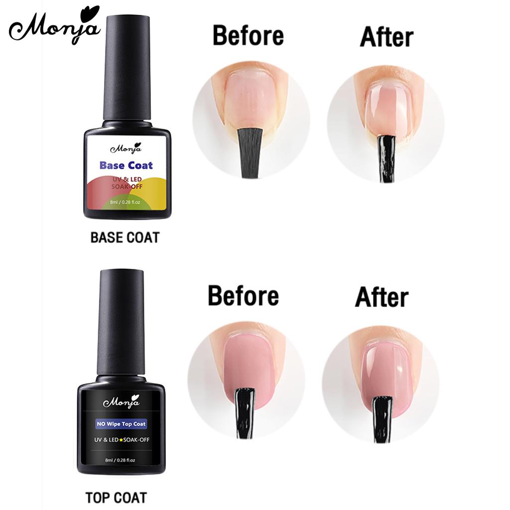 monja 10 шт., набор гель-лаков для ногтей, 36 Вт, УФ-светодиодная лампа, 8 мл, базовое верхнее покрытие, лак для ногтей, наклейки со стразами, украшение, маникюрный набор