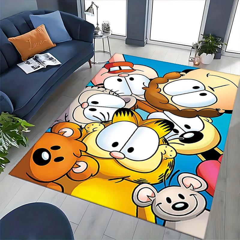 1 шт. Коврик для офисного кресла с дизайном Garfield & Friends (Аниме Мультфильм) - Нескользящий Ковер для Домашнего Декора, Сезонный Подарок, Подходит для Офиса, Гостиной, Спальни