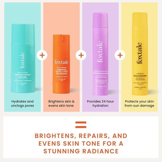 Foxtale Cleanser Face Wash - 100 мл, Сыворотка для лица с витамином C - 30 мл, Увлажняющий крем с керамидами - 50 мл, Солнцезащитный крем Dewy SPF 70 - 50 мл