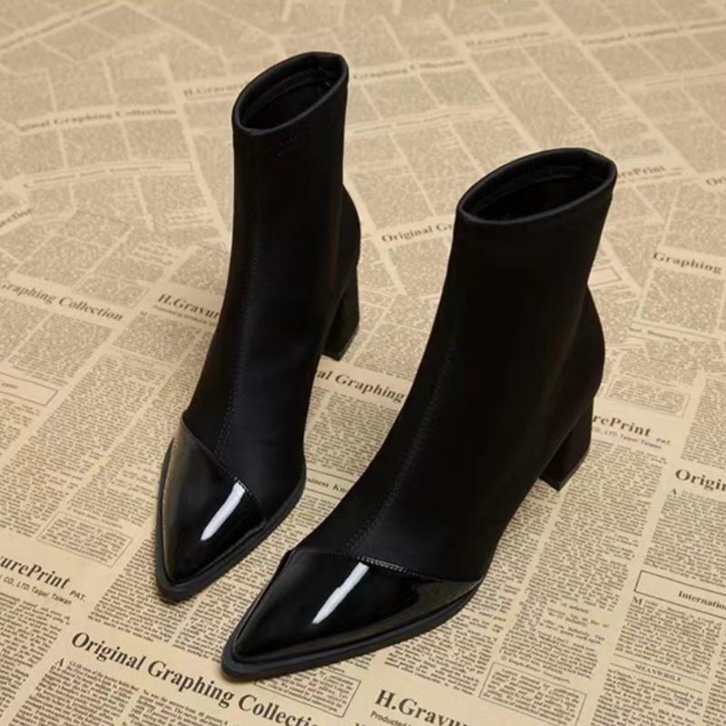 Острый носок женские ботильоны сексуальные туфли на высоком каблуке замшевые туфли зима 2025 тренд элегантные толстые офисные туфли модные туфли-лодочки Botas Mujer