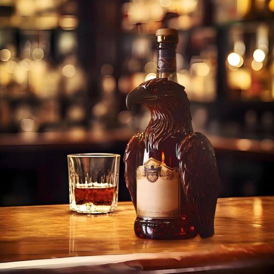 Графин для виски с гравировкой орла, стеклянный графин 850 мл, художественный графин из бессвинцового стекла для бурбона, подарки для папы, мужа, парня