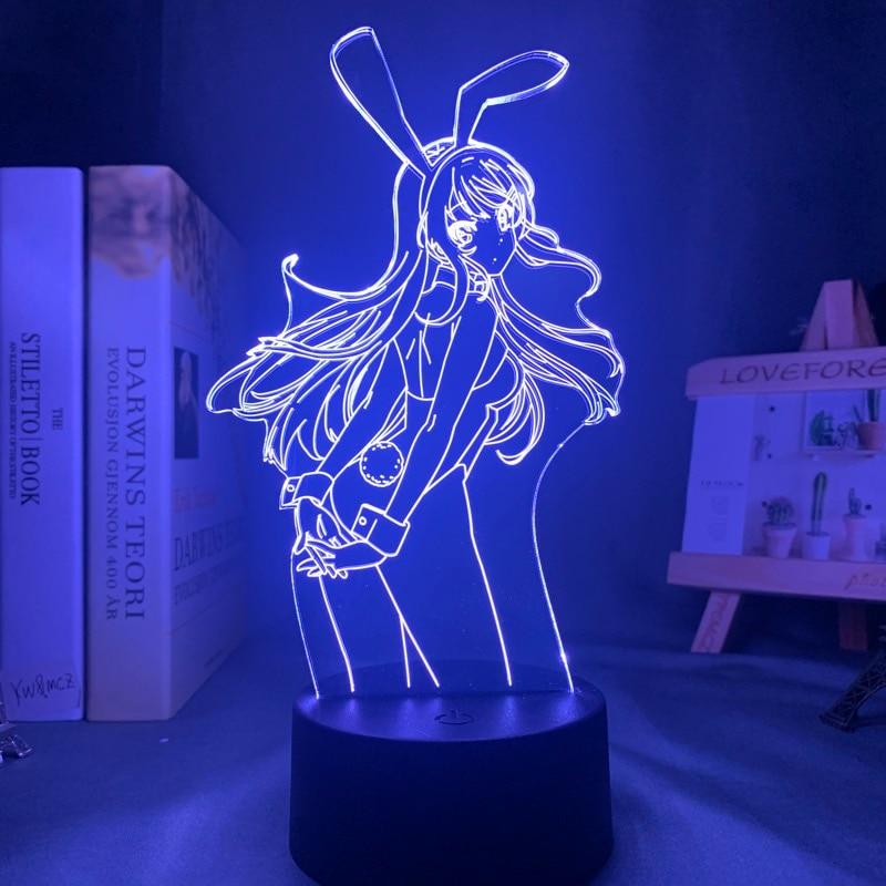 Аниме Waifu Mai Sakurajima Led Night Light для декора спальни Mai Light Gift для друга Sakurajima Bunny Girl Led Lamp Anime Gift
