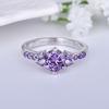Elegant European & American Purple Gemstone Women's Wedding Ring - Micro-Set Couple Jewelry